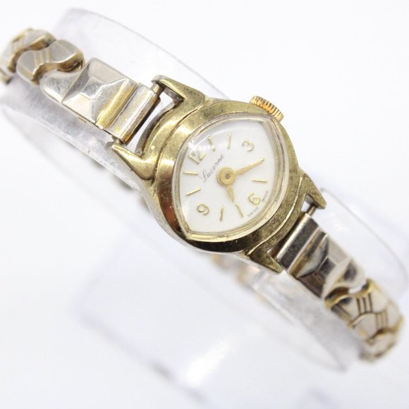 Montre Femme Vintage Lucerne Suisse - Mécanique à Remontage Manuel, Boîtier Plaqué Or, Bracelet Baguier